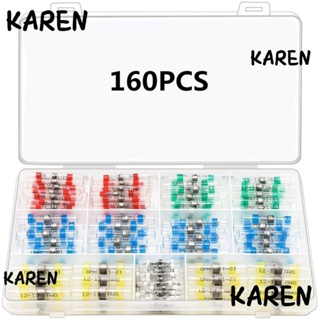 Karen ตัวเชื่อมต่อสายไฟ 5 ขนาด 5 สี พร้อมกล่องเก็บ เกรดเรือ 160 ชิ้น