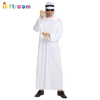 [0714]SHZW-COS-M Halloween Carnival Cosplay Arab Chief Prince Fancy Dress Ball Mens Pure White Middle East Dubai Clothes Cosplay Gift  Animation  Comic  YMFD