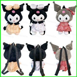 Yb2 Sanrio Kuromi กระเป๋าเป้สะพายหลัง ผ้ากํามะหยี่ขนนิ่ม ความจุขนาดใหญ่ อเนกประสงค์ สําหรับเด็กผู้หญิง BY2