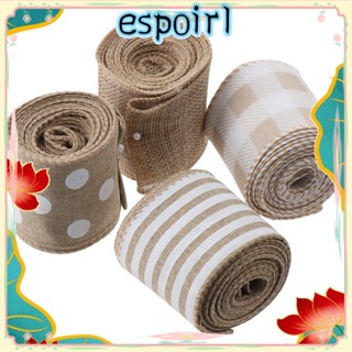 Espo ริบบิ้นผ้ากระสอบ ลายดอกไม้ โบว์ 2.5 นิ้ว 20 หลา สีขาว สําหรับตกแต่งคริสต์มาส 4 ม้วน