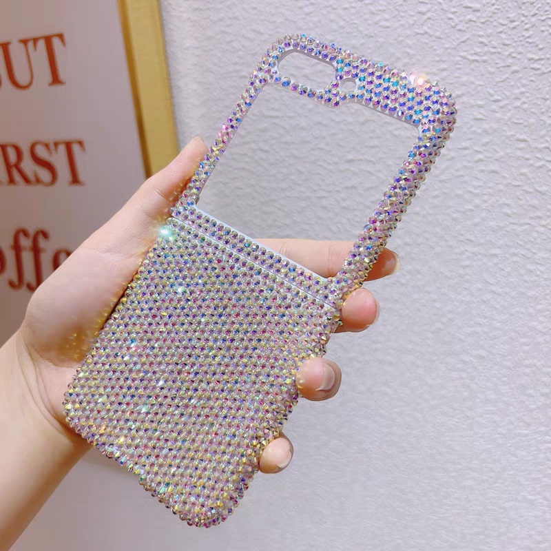 SAMSUNG หรูหราเพชรเต็มเหมาะสําหรับ ซัมซุง ซฟลิป 5 6เคสโทรศัพท์ ซฟลิป4พับป้องกันหน้าจอกรณี ว23พลิก แฟลชเพชรเต็มแพคเกจป้องกันการตกรูปแบบใหม่