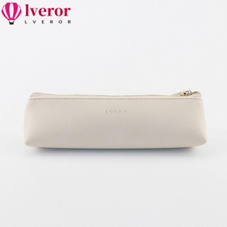 Lveror กระเป๋าดินสอ หนัง PU สีแอปริคอท เครื่องเขียน สําหรับบ้าน ออฟฟิศ