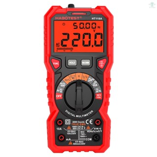 HABOTEST HT118A Digital Multimeter Auto Range Multi-meter 6000 Counts True RMS Measuring AC/DC Voltage Current Resistance Capacitance Frequency Temperature NCV Test Diode with LCD Backlight Flashlight