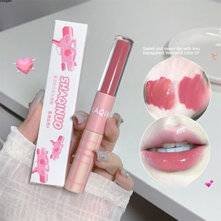 【พร้อมส่ง】 Green Time Double-headed Lip Glaze Fog Surface Moisturizes Water Light Doodle Lip White Lipstick Not Easy To Stick Cup Lip Mud