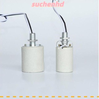 Suchenhd E27 E14 ฐานโคมไฟเซรามิค ทนความร้อน สกรูข้อต่อไฟ พร้อมสายเคเบิลซ็อกเก็ต