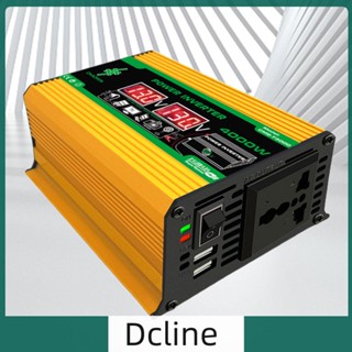 [Dcline.th] หม้อแปลงแรงดันไฟฟ้า 12V เป็น 220V 110V 4000W หน้าจอ LCD USB คู่ สําหรับรถยนต์