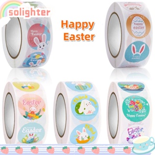 Solighter สติกเกอร์ฉลาก Happy Easter แฮนด์เมด DIY สําหรับตกแต่งบรรจุภัณฑ์ 500 ชิ้น