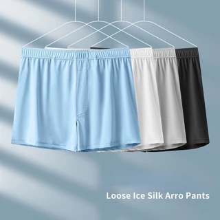 KINGDAFA ผ้าไหมน้ําแข็งไม่มีรอยต่อผู้ชายชุดชั้นใน Boxer XL-6XL ผู้ชายนักมวย Simple Basic Boxer กางเกงขาสั้นสําหรับ Man Ultra Thin Men Boxer Mens กางเกง