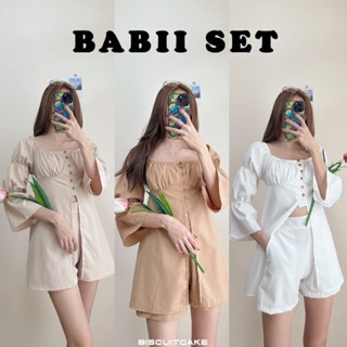 BFTS🧡 พร้อมส่ง BABII SET ชุดเซ็ทเสื้อแขนพอง กางเกงขาสั้น มีปลายทาง ชุดไปทะเล เดรส เสื้อยืด ชุดเซ็ท Y2K ชุดนอน