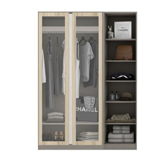 [กทม. 3-5 วัน ส่ง] Koncept furniture ตู้เสื้อผ้าบานเปิด รุ่น Blox สีไม้อ่อน (150x59x210 ซม.)