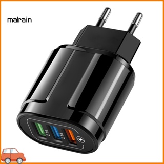 [Ma] อะแดปเตอร์ชาร์จโทรศัพท์มือถือ 3 พอร์ต USB QC30 ABS ปลั๊ก US EU ป้องกันกระแสเกิน สําหรับเดินทาง