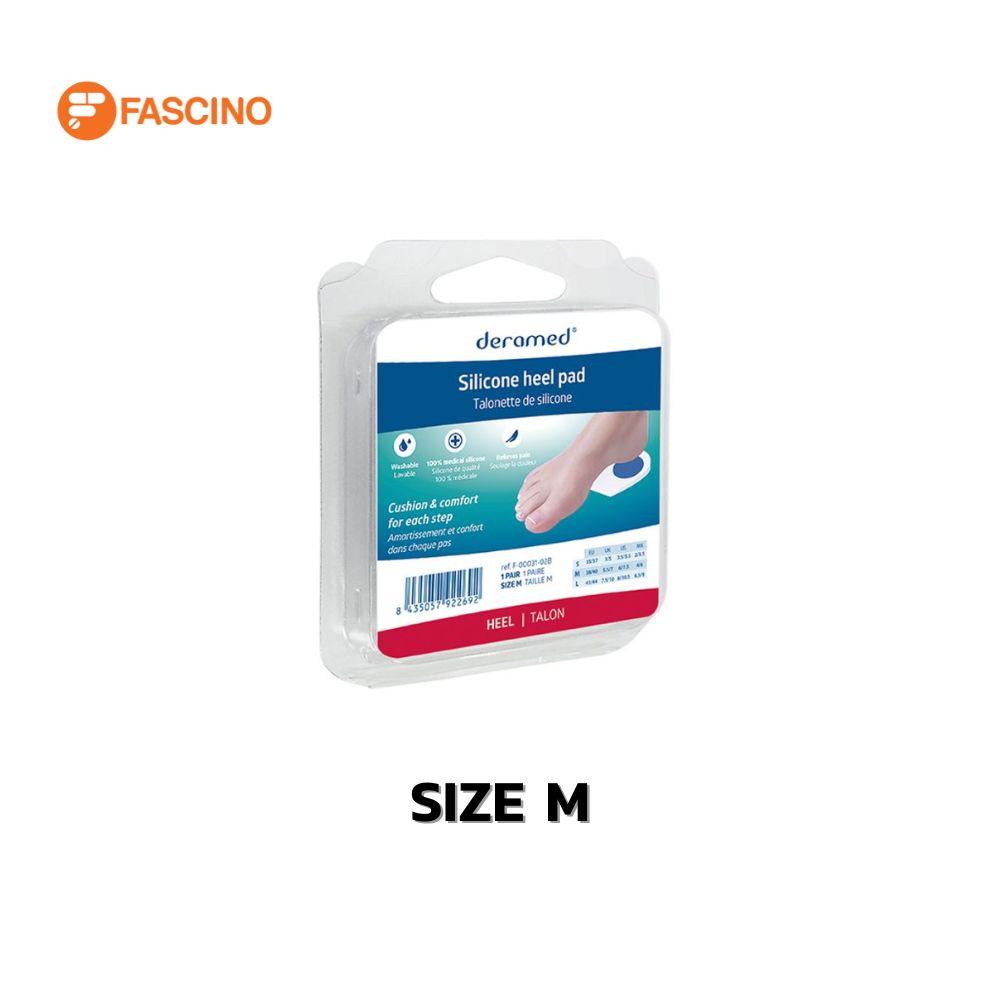 DERAMED แผ่นซิลิโคนรองส้นเท้า HEEL SILICONE ไซส์ M (2 ชิ้น / แพ็ค)