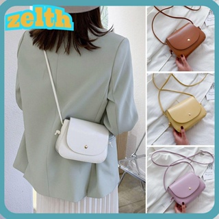 Zelth กระเป๋าสะพายไหล่ กระเป๋าถือ หนัง PU สีพื้น สําหรับผู้หญิง