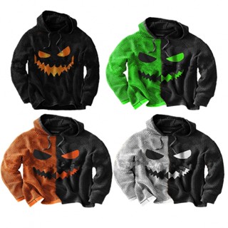 New Arrival~Mens 3D Print Glowing Shirt Hoodie Scary Toxic Halloween Pumpkin Festival