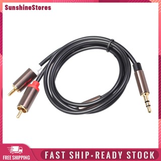 ❤Sunshinestores✪  - แจ็ค 3.5 มม. เป็น 2 RCA สายสัญญาณเสียง 1/8 นิ้ว ตัวผู้ เป็น 2RCA ตัวผู้ สายเคเบิล AUX