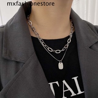 Mxfashione สร้อยคอสองชั้น บุคลิกภาพเกาหลี ผู้หญิง โลหะ จี้ พังก์ แฟชั่น เครื่องประดับ