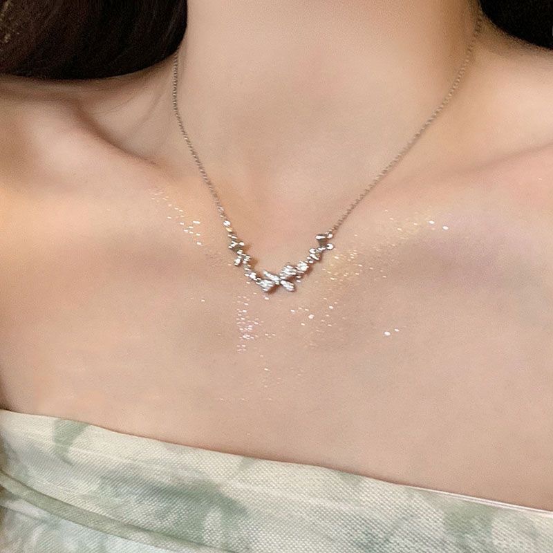 สร้อยคอโช้คเกอร์ จี้เพทาย คริสตัล โบว์ ผีเสื้อ หัวใจ สีทอง สีเงิน หรูหรา เครื่องประดับสําหรับผู้หญิง