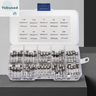 [Yobusad.th] หลอดแก้วฟิวส์ พลาสติกใส 0.2A-20A 250V 100 ชิ้น