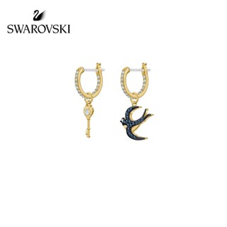 Swarovski ต่างหู จี้รูปนกนางแอ่น สไตล์ไม่สมมาตร เครื่องประดับสตรี