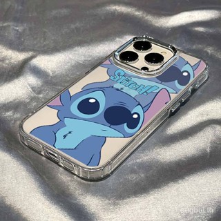 เคสโทรศัพท์มือถือแบบใส กันกระแทก ลาย Stitch Strawberry Bear สําหรับ iPhone 15 14 13 12 11 pro max 14promax 13promax 11promax xr xsmax 7plus 8plus 14plus