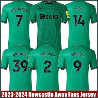 เสื้อกีฬาแขนสั้น ลายทีม Newcastle Away Jersey Trippier Wilson Joelinton Isak Bruno Tshirs ทรงหลวม พลัสไซซ์ 2023-2024