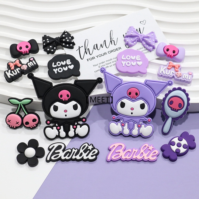 【MEET】8ชิ้น/แพ็คKuromiการ์ตูนยางนุ่มเครื่องประดับอุปกรณ์เสริมเคสโทรศัพท์DIYวัสดุแพ็คชุดอุปกรณ์เสริมยางนุ่มPVC