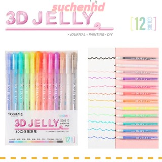 Suchenhd 6/12 สี ปากกาเจลลี่ แวววาว วาดภาพ ระบายสี ตัวอักษร ปากกาวาดภาพ DIY วาดภาพกราฟฟิตี คละสี ปากกาบัญชีมือ ปากกาสีเจล