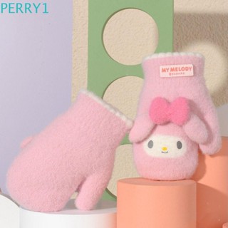 Perry ถุงมือ ผ้ากํามะหยี่ แบบถัก ลาย MyMelody ให้ความอบอุ่น แฟชั่นฤดูหนาว สําหรับเด็ก