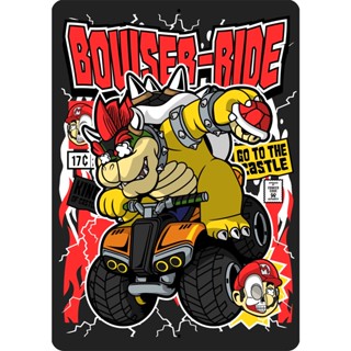 ป้ายดีบุก ลายการ์ตูนอนิเมะ Kart Bowser Mario สําหรับตกแต่งผนังบ้าน