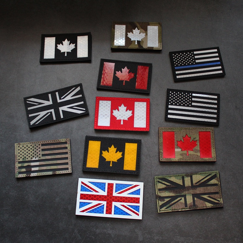 ZTY Velcro Armband Canadian Maple Leaf กระเป๋าเป้สะพายหลัง Patch IR สะท้อนแสง American Badge British Morale Badge
