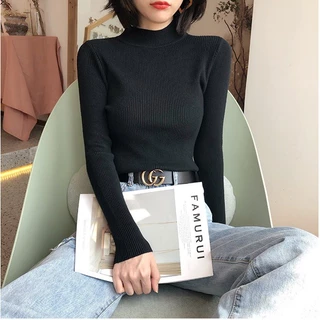 🧶Alva🧶 เสื้อคอเต่าไหมพรม แขนยาว สไตล์เกาหลี ✨(มี10สี) #626