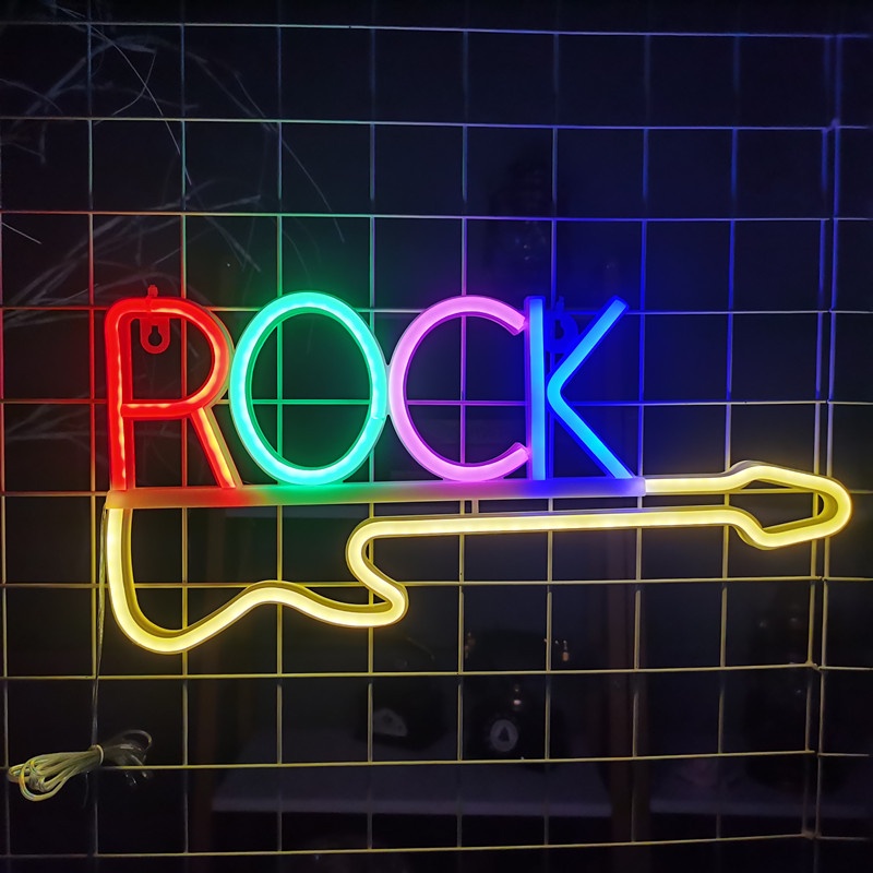 Led ROCK ไฟนีออนการสร้างแบบจําลองโคมไฟบาร์บรรยากาศแสงแขวนผนังปาร์ตี้วันหยุดตกแต่งห้องนอน
