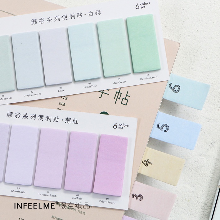 6 สีชุดน่ารักแปลก Sticky Notes Memo Pad Index สติกเกอร์บุ๊คมาร์คหน้าธงสติกเกอร์โรงเรียนสํานักงานเครื่องเขียนอุปกรณ์