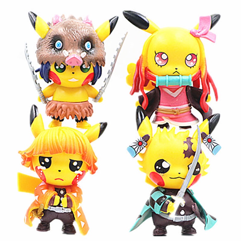 Demon Slayer Hashibira Inosuke คอสเพลย์โปเกมอน Pikachu อะนิเมะ PVC Action Figure Toy GK Statue Collectible Model Doll ของเล่นน่ารัก