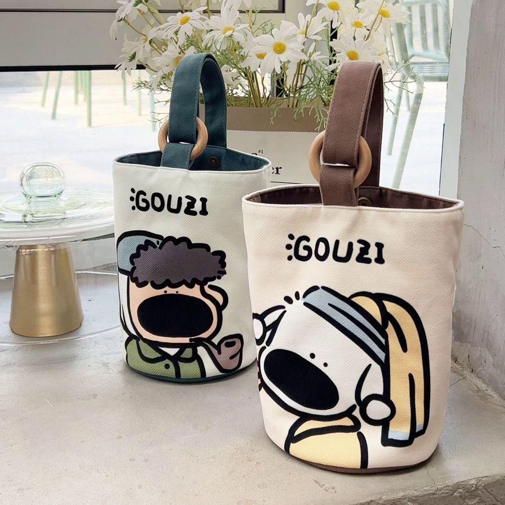 Bliss Canvas Bucket Bag, Letter Print Cartoon Tote Bag, Cute Mommy Bag Cartoon Large Capacity Print Canvas Handbag Girls