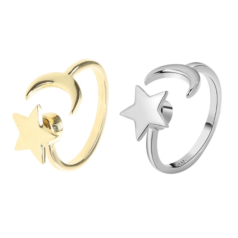 YOI Gold Silver Ring Anti ความวิตกกังวล Fidget Ring แหวนความวิตกกังวลพร้อม Spinning Star Moon