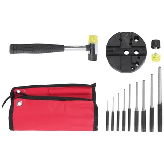 ในสต็อก-roll Pin Punch Set พร้อมกระเป๋าเก็บ,Smithing Punch Removing Repair เครื่องมือ,พร้อม Bench Block Pin Punches และค้อน