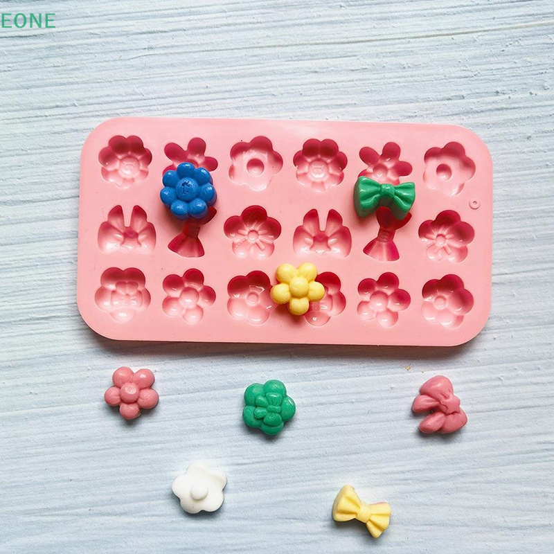 Eone ขายดี แม่พิมพ์ซิลิโคน รูปโบว์ ดอกไม้ 18 ช่อง สําหรับทําพุดดิ้ง น้ําแข็ง บิสกิต ขนมหวาน เค้ก ฟองดองท์ DIY 1 ชิ้น