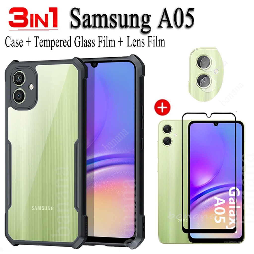 Samsung A05 A 05 A0 5 เคสโทรศัพท์อะคริลิคใสสําหรับ Samsung A05S เคสถุงลมนิรภัยกันกระแทก + ฟิล์มกระจก