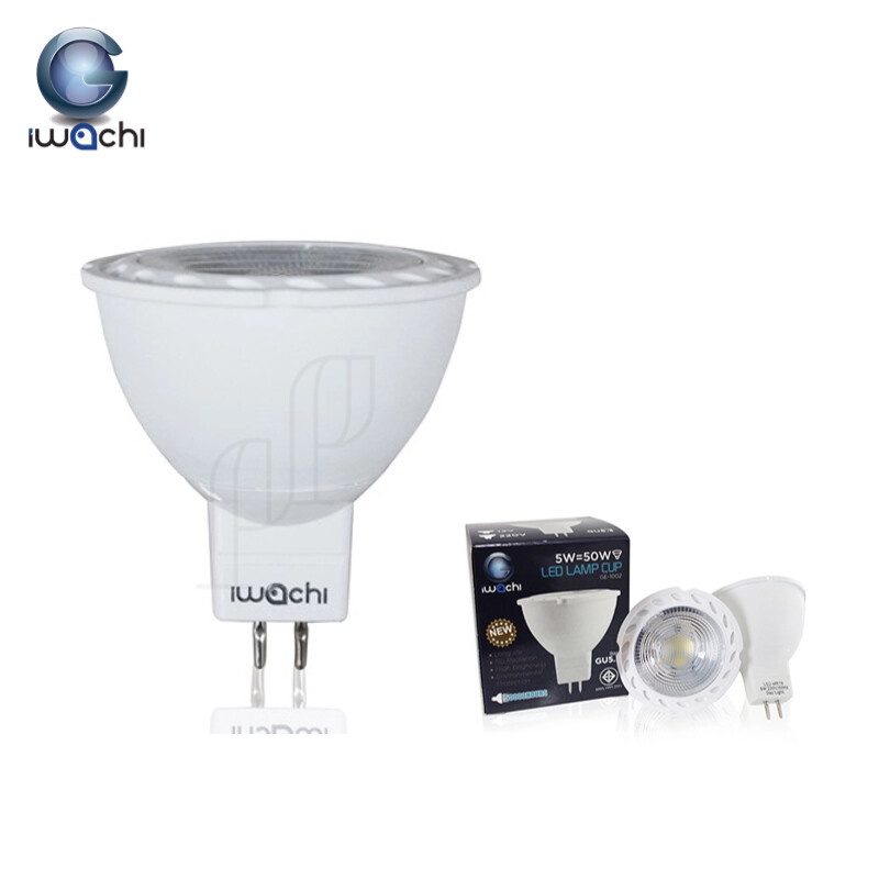 IWACHI หลอดไฟ MR16 LED ไฮพาวเวอร์ ขั้วMR16 5W 12V แสงขาว แสงวอร์มไวท์