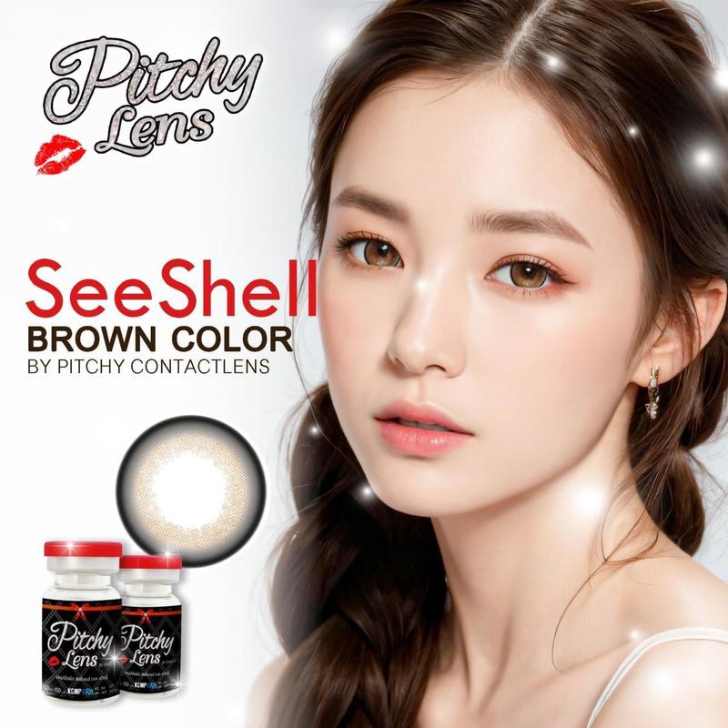 Seeshell brown บิ๊กอายส์ฝาแดง pitchy lens ค่าอมน้ำ 38% บิ๊กอายส์ รุ่นโต