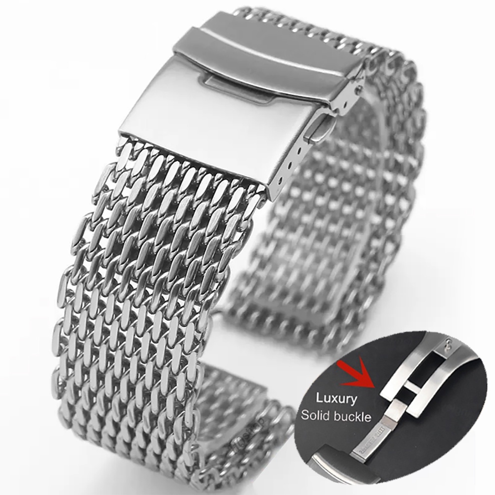 สายนาฬิกาข้อมือ สเตนเลส หรูหรา 18 มม. 20 มม. 22 มม. 24 มม. สําหรับ Seiko Smartwatch สําหรับ Huawei Watch Bands
