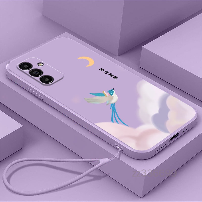 เคสโทรศัพท์ซิลิโคน ขอบตรง ป้องกัน ลายนก สําหรับ Samsung A14 5G A14 4G A24 4G A34 5G A54 5G A74 5G