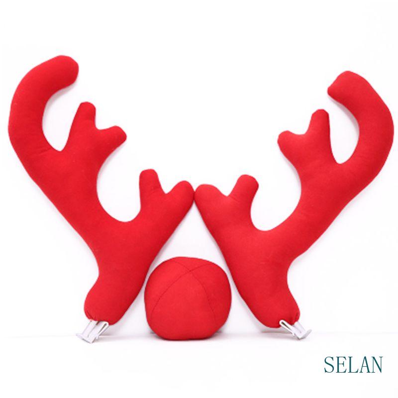 Selan ชุดเครื่องแต่งกาย กวางเรนเดียร์ กวางเรนเดียร์ จมูกแดง สําหรับตกแต่งรถยนต์ ยานพาหนะ
