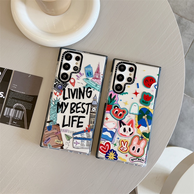 CASET1FY ใหม่ เคสโทรศัพท์มือถือแบบนิ่ม TPU ใส กันกระแทก ลาย【ผู้ที่ชื่นชอบการเดินทาง】สร้างสรรค์ สําหรับ Samsung Galaxy S23 Ultra Plus S22 Plus Ultra S21 Ultra Plus S20 Ultra S20+