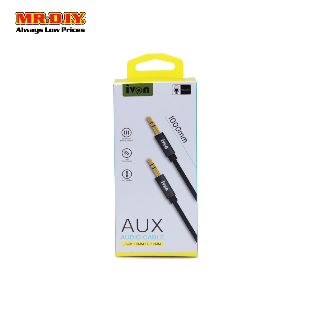 IVON สาย AUX สำหรับการเชื่อมต่อสมาร์ทโฟน เครื่องเล่น MP3/MP4 ความยาว 1 ม.