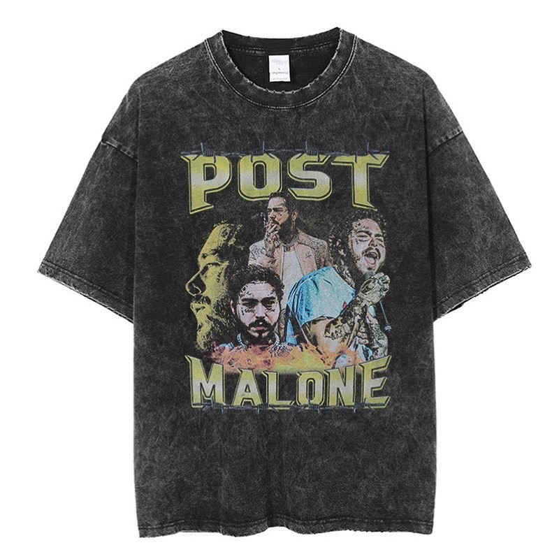 S-5XL เสื้อยืดโอเวอร์ไซส์ ผู้ชาย post malone ovp ผ้าฟอก เสื้อวง เสื้อy2k