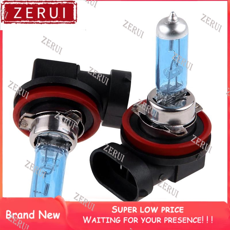 Zr สําหรับ 2 ชิ้นชุดไฟหน้ารถ H11 6000K Xenon แก๊สฮาโลเจนแสงสีขาวหลอดไฟ 100W H11 12V 100W ultra white light 6000K 2pcs Xenon หลอดไฟรถ H11 ฮาโลเจน Xenon