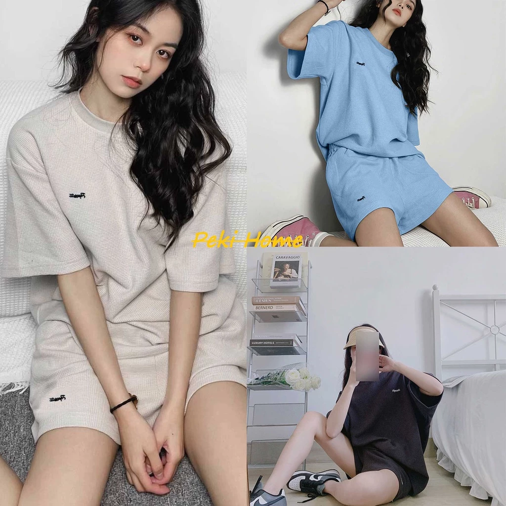 (เสื้อยืดแขนสั้น+กางเกงขาสั้น)ชุดเซ็ทเเฟชั่นสไตล์เกาหลี