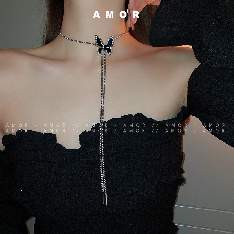 สร้อยคอโชคเกอร์ Y2K จี้รูปผีเสื้อ สําหรับผู้หญิง
